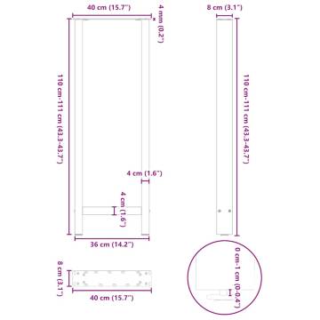 Coffee Table Legs Anthracite | Durable Steel | 40x(110-111) cm