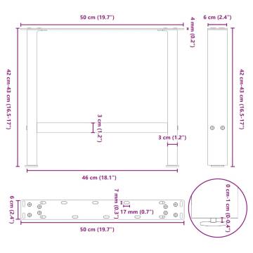 Stylish Natural Steel Coffee Table Legs - 50x(42-43) cm | Hipomarket