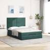 Ottoman Bed with Mattresses - Dark Green Velvet 140x190cm