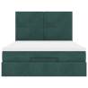 Ottoman Bed with Mattresses - Dark Green Velvet 140x190cm