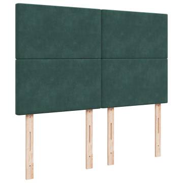 Ottoman Bed with Mattresses - Dark Green Velvet 140x190cm