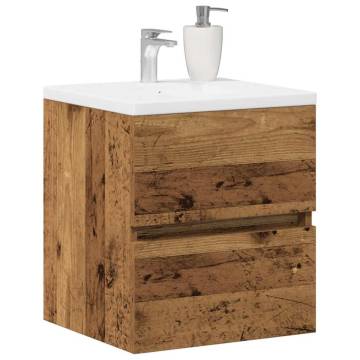 Elegant Bathroom Sink Cabinet in Old Wood | 41x38.5 cm