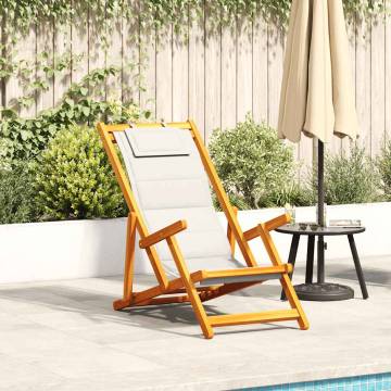 Light Grey Folding Beach Chair with Armrests | Hipomarket