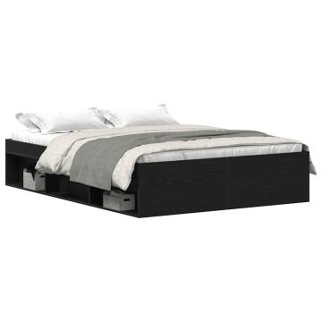 Black Oak Bed Frame 140x200 cm - Durable Storage Solution