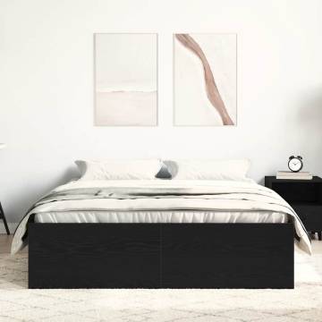 Black Oak Bed Frame 140x200 cm - Durable Storage Solution