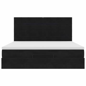 Ottoman Bed with Mattresses - Black Velvet 180x200cm | Hipo Market