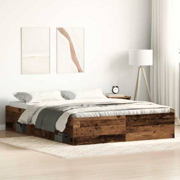 Old Wood Bed Frame 150x200 cm - Durable Engineered Wood | Hipomarket