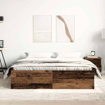 Old Wood Bed Frame 150x200 cm - Durable Engineered Wood | Hipomarket