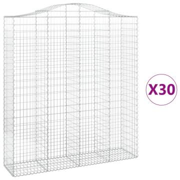 Arched Gabion Baskets - 30 pcs Galvanised Iron 200x50x220240 cm