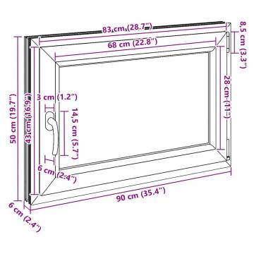 Basement Window RISOR 90x50 cm Tilt&Turn DIN Right Anthracite