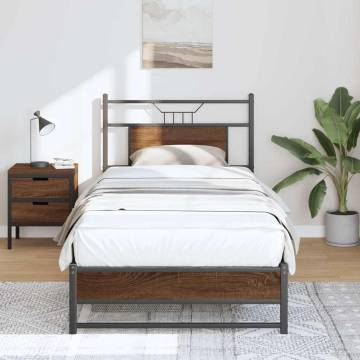 Brown Oak Bed Frame 90x190 cm Single - Durable & Stylish