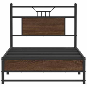 Brown Oak Bed Frame 90x190 cm Single - Durable & Stylish