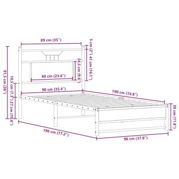 Brown Oak Bed Frame 90x190 cm Single - Durable & Stylish