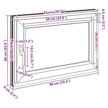 Basement Window RISOR 90x60 cm Tilt&Turn DIN Right Anthracite