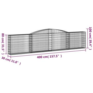 Arched Gabion Baskets - 15 pcs Galvanised Iron Garden Decor