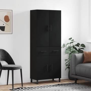 Stylish Black Highboard - 69.5x34x180 cm Engineered Wood