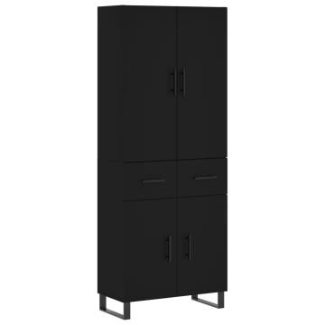 Stylish Black Highboard - 69.5x34x180 cm Engineered Wood