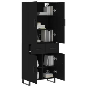 Stylish Black Highboard - 69.5x34x180 cm Engineered Wood