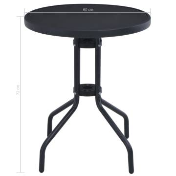 Stylish 60 cm Black Steel & Glass Garden Table | Hipo Market