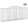 Arched Gabion Baskets - 9 Pcs Galvanised Iron | Hipomarket