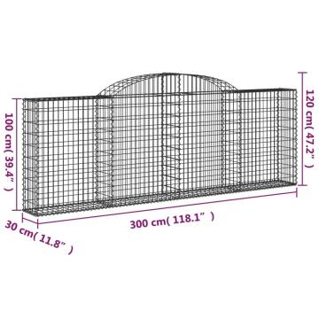 Arched Gabion Baskets 12 pcs - Galvanised Iron Garden Decor