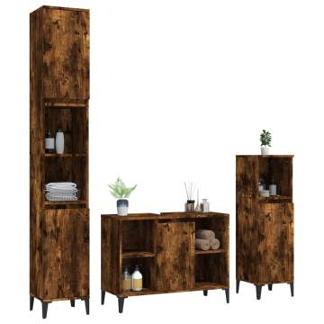 Stylish 3 Piece Bathroom Furniture Set in Smoked Oak