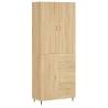 Stylish Highboard in Sonoma Oak - 69.5x34x180 cm