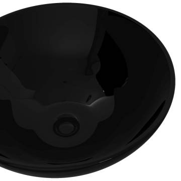 Elegant Black Round Ceramic Bathroom Sink Basin | HipoMarket