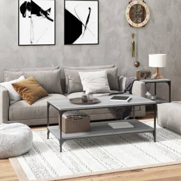 Stylish Grey Sonoma Coffee Table | 80x50 cm Engineered Wood