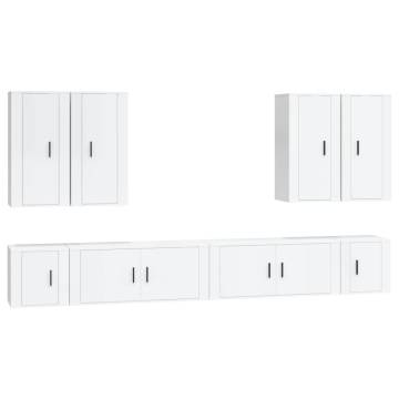 8 Piece High Gloss White TV Cabinet Set - Stylish & Practical