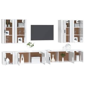 8 Piece High Gloss White TV Cabinet Set - Stylish & Practical