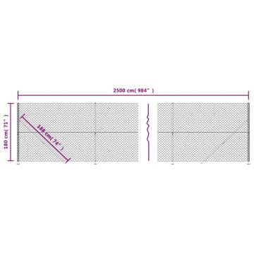 Chain Link Fence with Flange Silver 1.8x25 m | Hipo Market