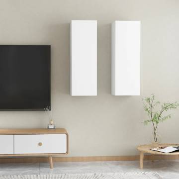 Stylish White TV Cabinets Set - 2 pcs, 30.5x30x90 cm