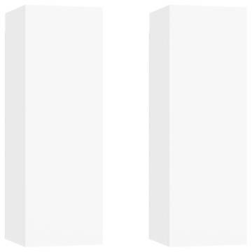 Stylish White TV Cabinets Set - 2 pcs, 30.5x30x90 cm