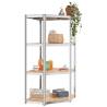 4-Layer Shelves (2 pcs) - Silver Steel & Engineered Wood