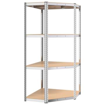 4-Layer Shelves (2 pcs) - Silver Steel & Engineered Wood