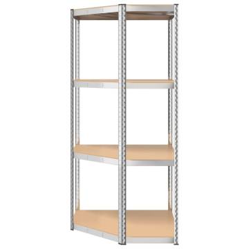 4-Layer Shelves (2 pcs) - Silver Steel & Engineered Wood