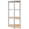 4-Layer Shelves (2 pcs) - Silver Steel & Engineered Wood