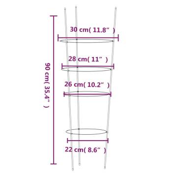 Garden Plant Supports - 5 pcs Green Steel with 4 Rings | Hipomarket