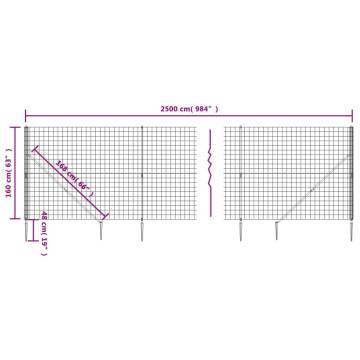 Wire Mesh Fence with Spike Anchors Green - 1.6x25m - Hipomarket