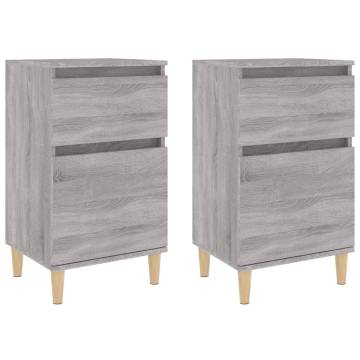 Elegant Grey Sonoma Bedside Cabinets - 2 pcs - Hipomarket UK