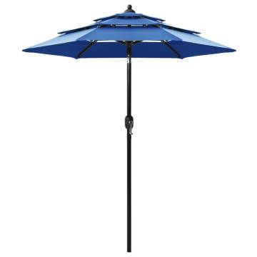 3-Tier Parasol with Aluminium Pole - Azure Blue 2m | HipoMarket