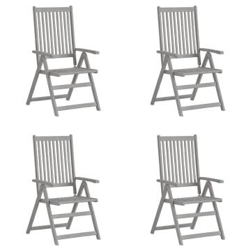 Garden Reclining Chairs 4 pcs - Grey Solid Acacia Wood