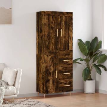 Highboard Smoked Oak 69.5x34x180 cm Engineered Wood - Hipomarket