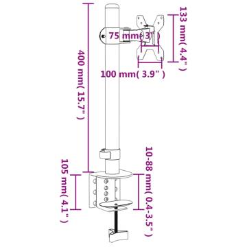 Adjustable Monitor Mount - Black Steel VESA 75/100 mm