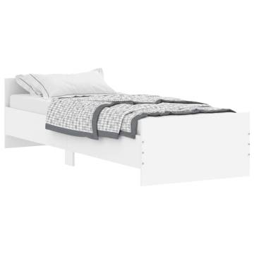 White Bed Frame 75x190 cm - Small Single Engineered Wood