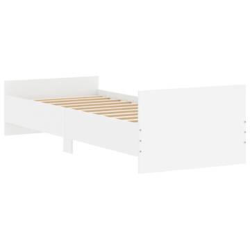 White Bed Frame 75x190 cm - Small Single Engineered Wood