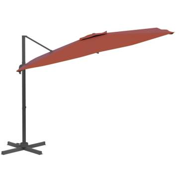 LED Cantilever Umbrella Terracotta 400x300 cm - Stylish Design