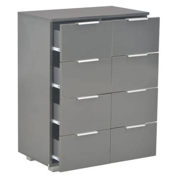 High Gloss Grey Sideboard - Stylish Storage Solution (60x35x80 cm)