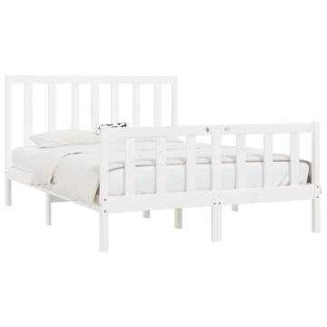 White Solid Wood Bed Frame 120x200 cm - Timeless Design